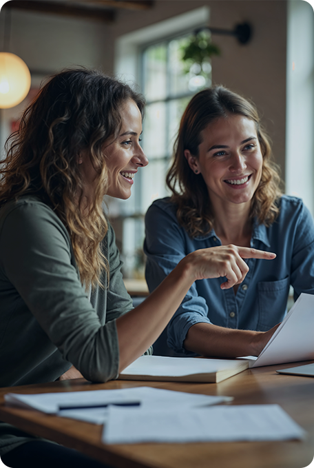 Dos mujeres revisando documentos